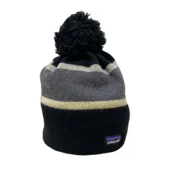 Patagonia(パタゴニア) ニット帽 ALL - 黒×グレー×アイボリー ボーダー ウール