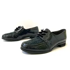 天然皮革使用◎ 高級感【ANTEPRIMA】アンテプリマ エナメル キルティング ダービーシューズ ローファー お洒落 クラシカル シック レースアップ ブラッレディース 23.0cm/M41955UU