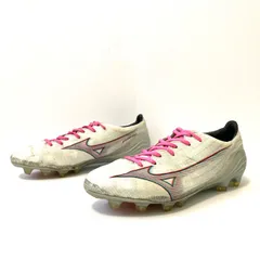 サッカーに！！【MIZUNO ALPHA】ミズノ アルファ サッカースパイク シューズ ローカット スニーカー 練習 試合 トレーニング ゲーム ランニング 天然芝 人工芝 土グラウンド ホワイト系 メンズ 25.0cm/M41957UU