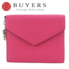 【中古】 クリスチャンディオール 三つ折り財布 コンパクトウォレット レザー ピンク ネイビー チャーム付き 小物 レディース 女性 Christian Dior