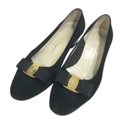 Salvatore Ferragamo サルヴァトーレ フェラガモ  パンプス スエード ヴァラリボン  ブラック系 7 1/2 レディース [240101535265]