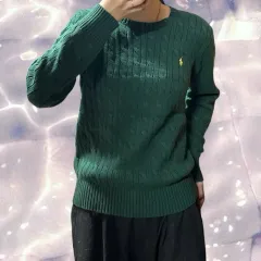 ポロラルフローレン 新モデル ケーブル編み ニット グリーン