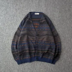 80s　90s　デザインカーディガン　総柄　立体　ビンテージ　3D　レトロ