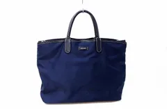 【220005】SAZABY サザビー  ナイロン×レザー　ストラップ付　トートバッグ ビジネスバッグ ネイビー