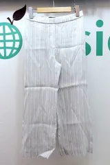 【198898】theory セオリー  ストライプ リネンブレンド アンクル丈 ワイドパンツ  P グレー