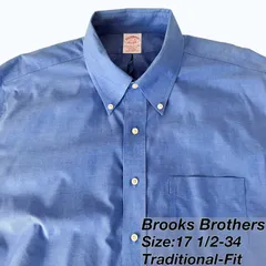 【17 1/2-34】Brooks Brothers ポロカラーシャツ / Traditional Fit / Cotton100%（Non-Iron・Pinpoint Oxford）/ Dark Blue XXL相当 メンズ