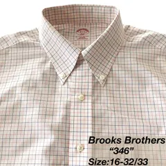 【16-32/33】Brooks Brothers 346 ボタンダウンシャツ / Cotton100% Non-Iron / Tattershall（ホワイト×レッド×ブルー）L相当 メンズ