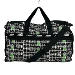 LESPORTSAC(レスポートサック) ボストンバッグ - 黒×グリーン×白 本体ロックあり