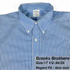 【17 1/2-34/35】Brooks Brothers ボタンダウンシャツ / Non-Iron / Regent Fit ストライプ XL相当 メンズ