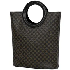 セリーヌ CELINE マカダム柄 ハンドバッグ ロゴ ハンドバッグ コーティングキャンバス ブラック ブラウン レディース 【中古】