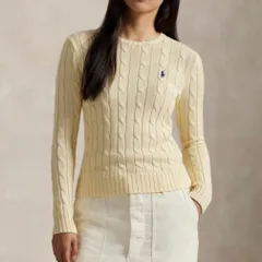 【新品未使用】ポロラルフ ローレン 長袖ケーブルニット クリーム L クルーネック