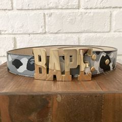 ☆XL☆ APE HEAD バックル BAPE camo 型押し レザー ベルト ブラウン a