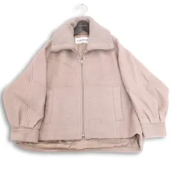 LOUNIE ルーニィ 秋冬 ウール★ 日本製生地 襟ニット ジップ ショート コート ジャケット Sz.36 レディース ベージュ