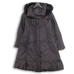 COMME CA ISM コムサイズム 秋冬 ファー ダウン★ ジップ ロング フーディー コート Sz.M レディース 黒のサムネイル