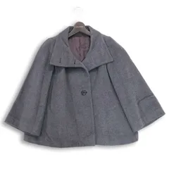 ANAYI アナイ 秋冬 ウール混★ アンゴラ スタンドカラー ショート Aライン コート Sz.36 レディース 灰 グレー