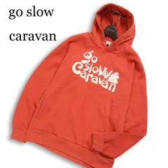 【新品 未使用】 go slow caravan ゴースローキャラバン 秋冬 ロゴプリント★ 裏起毛 パーカー フーディー Sz.5 メンズ