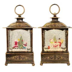 クリスマス オルゴール スノードーム ライト サンタor雪だるま USB ランタン