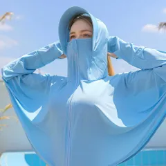 パーカー レディース 日焼け防止パーカー UVカット ポンチョ型 バイザー付き