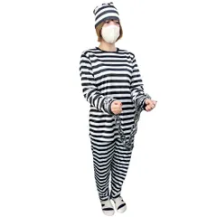 セット商品 囚人コスプレセット 手枷+囚人服 ハロウィン コスプレ
