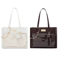 推し活 痛バッグ 推し活バッグ リボン型チャーム付き 2カラー ホワイト ブラウン