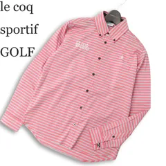 le coq sportif GOLF ルコック スポルティフ ゴルフ 通年 ロゴ★ ボーダー 長袖 ボタンダウン シャツ Sz.M メンズ