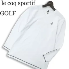 le coq sportif GOLF ルコック スポルティフ ゴルフ 通年 ロゴ★ ボーダー 長袖 Vネック シャツ Sz.L メンズ 白