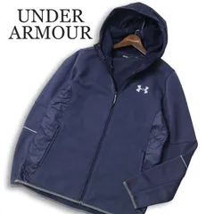UNDER ARMOUR アンダーアーマー 秋冬 裏起毛★ ロゴ フルジップ パーカー Sz.M メンズ 紺 ネイビー トレーニング