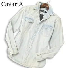 【未使用】CavariA キャバリア 通年 襟ワイヤー★ USED加工 長袖 ウエスタン デニム シャツ Sz.44 メンズのサムネイル