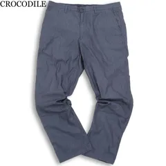 CROCODILE クロコダイル 通年 ロゴ★ ストライプ テーパード スラックス パンツ Sz.91 メンズ ネイビー 大きいサイズのサムネイル