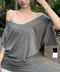 【日本倉庫即納】 VネックTシャツ レースキャミソール単品