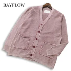 BAYFLOW ベイフロー  麻 リネン&コットン★ ウォッシュ加工 ニット カーディガン 羽織り Sz.3 メンズのサムネイル