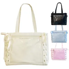 推し活 レースアップ痛バッグ 編み上げリボン 全4色 トートバッグ A4対応 痛バ 推し イベント