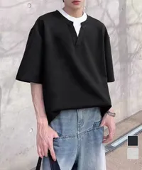 【日本倉庫即納】 半袖Tシャツ メンズ 重ね着風カットソー