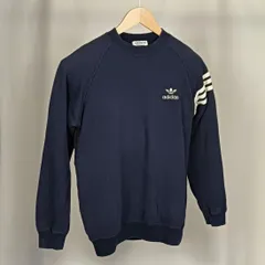 80s adidas　 デサント製 トレフォイル スウェット 　片袖ライン 　ネイビー 　Lサイズ