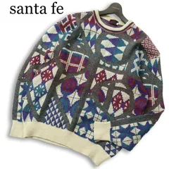 santa fe サンタフェ 秋冬 アンゴラ モヘア混★ 総柄 幾何学柄 ニット セーター Sz.4 メンズのサムネイル