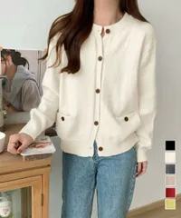 【日本倉庫即納】 ニットカーディガン ポケット付き 秋冬服