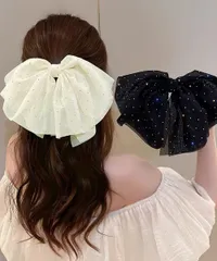 【日本倉庫即納】 ビッグリボン バレッタ ヘアクリップ上品_2