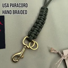 【米国製部材】パラコード キーホルダー オリーブ ハンドメイド 真鍮 アメカジ 頑丈