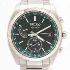 【美品】腕時計 メンズ セイコー SEIKO アストロン SBXY011 8B63-0BA0  電波ソーラー グリーン デイト表示 10気圧防水 チタニウム
