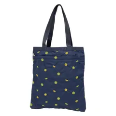 LESPORTSAC(レスポートサック) トートバッグ - ネイビー×イエローグリーン×ブラウン 刺繍/キウイ