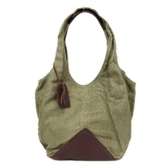 genten(ゲンテン) トートバッグ - ダークグリーン×ボルドー レザー