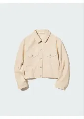 ユニクロ コーデュロイ クロップド ジャケット アイボリー