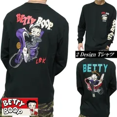ベティーブープ ベティブープ Tシャツ ロンT ヤンキー 族車 改造バイク 刺繍/プリント BETTY BOOP ローブローナックル  ライダー/バイク キャラクター メンズ/レディース/ユニセックス ブラック サイズM-L-XL