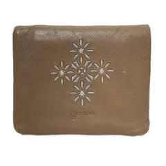 genten(ゲンテン) 2つ折り財布 - ベージュ×グレーベージュ 刺繍 レザー