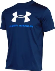 アンダーアーマー UNDER ARMOUR UA テック ビッグロゴ ショートスリーブ Tシャツ メンズ 半袖 トップス 吸汗速乾 伸縮性 トレーニング ジム スポーツ 運動 ロゴ入り フロントロゴ 部活  1359132 408 ACADEMY