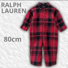 【即決ご希望額はコメントへ】 美品　00s OLD RALPH LAUREN　ラルフローレン　カバーオール　チェック柄　レッド　80cm　ロンパース　長袖　ベビー　子供　男の子　女の子　ポニー刺繍　人気　ボタンダウン　トラッド　カジュアル　おしゃれ　かわいい