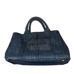 B093 プラダ（PRADA）カナパ（CANAPA）トートバッグ デニム生地 高級 三角ロゴ　大人 ミラノ インディゴ