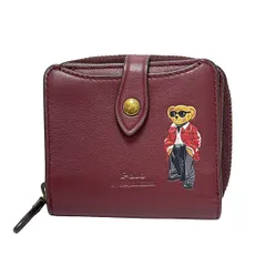 POLObyRalphLauren(ポロラルフローレン) 2つ折り財布 - ボルドー ポロベア/ラウンドファスナー レザー