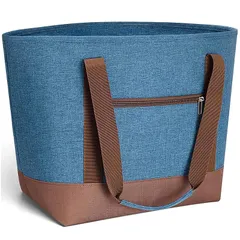 【新着商品】RVSNQ 保冷バッグ 大容量 ジッパー付き ランチバッグ 折りたたみ式 エコバッグ 保温 バック 食品収納 軽量 多機能 保冷ランチトート 通勤、通学、桜鑑賞、旅行、買い物に適(ブルー)