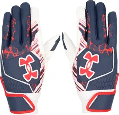 アンダーアーマー UNDER ARMOUR 野球&ソフトボール UA CLEAN UP BATTING GLOVES UAクリーンアップ バッティンググローブ 子供 両手用 ウォッシャブル 部活 クラブ  600131 410 MIDNIGHTNAVY/WHI